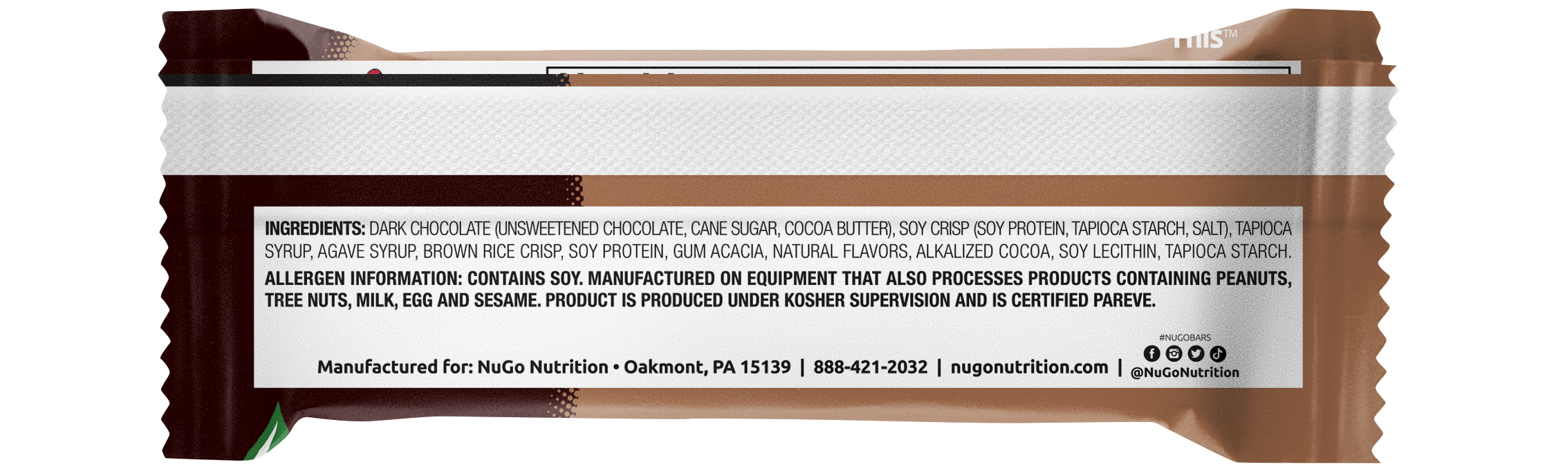 NuGo Dark Mocha Chocolate Protein Bar 50g, 11g Vegan Protein, Gluten Free, Non-GMO, Pack of 12 pcs