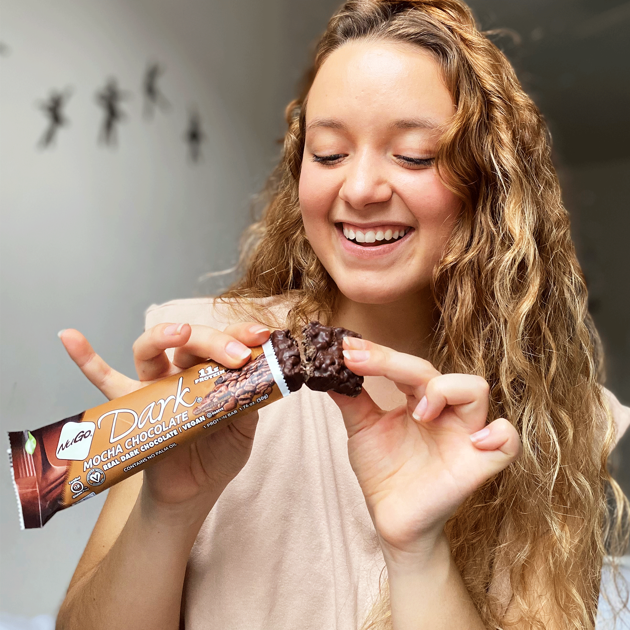 NuGo Dark Mocha Chocolate Protein Bar 50g, 11g Vegan Protein, Gluten Free, Non-GMO, Pack of 12 pcs