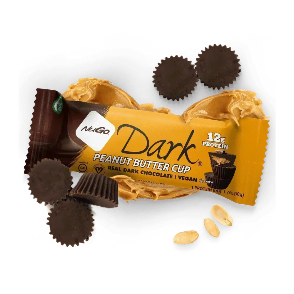 NuGo Dark Peanut Butter Cup Protein Bar 12g Vegan Protein, Gluten Free, Non-GMO, 50g