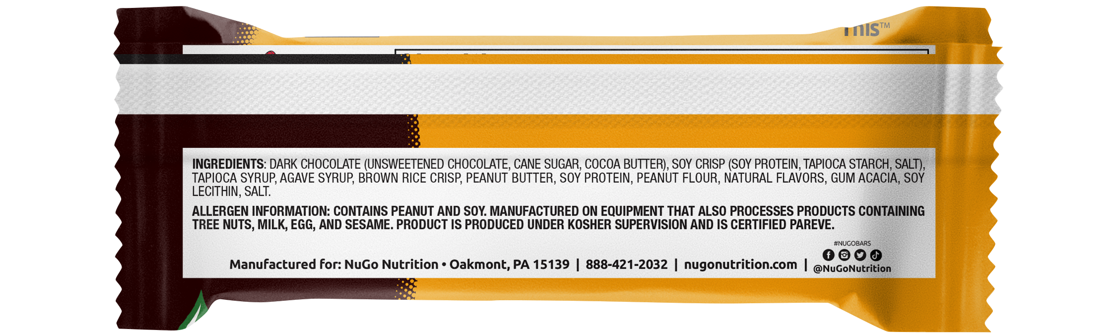 NuGo Dark Peanut Butter Cup Protein Bar 50g, 12g Vegan Protein, Gluten Free, Non-GMO, Pack of 12 pcs