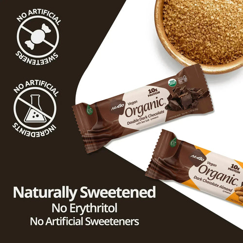 NuGo Organic Chocolate Almond Protein Bar, Vegan, Gluten Free, 10g Plant Protein, 50g