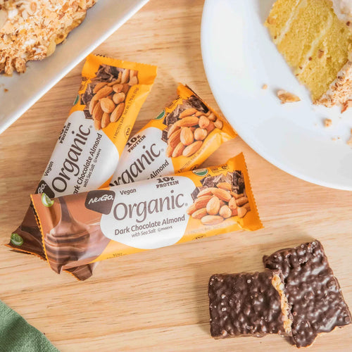NuGo Organic Chocolate Almond Protein Bar, Vegan, Gluten Free, 10g Plant Protein, 50g
