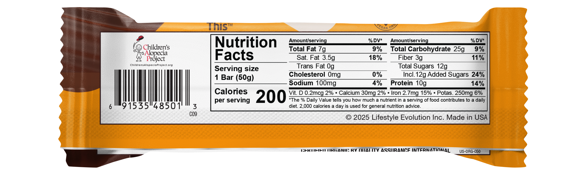 NuGo Organic Chocolate Almond Protein Bar 50g, Vegan, Gluten Free, 10g Plant Protein, Pack of 12 pcs