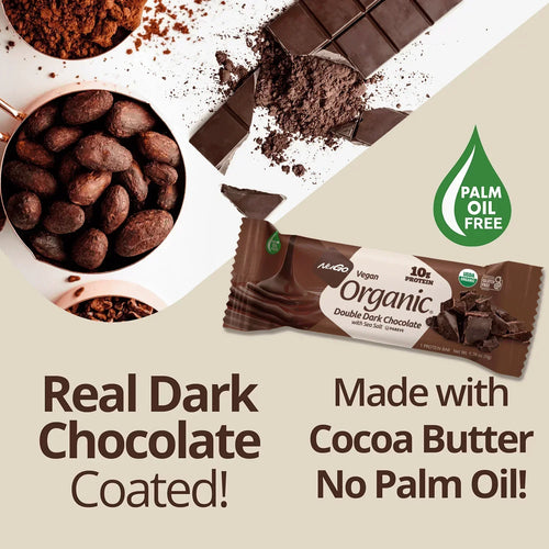 NuGo Organic Double Dark Chocolate Protein Bar, Vegan, Gluten Free, 10g Protein, 50g