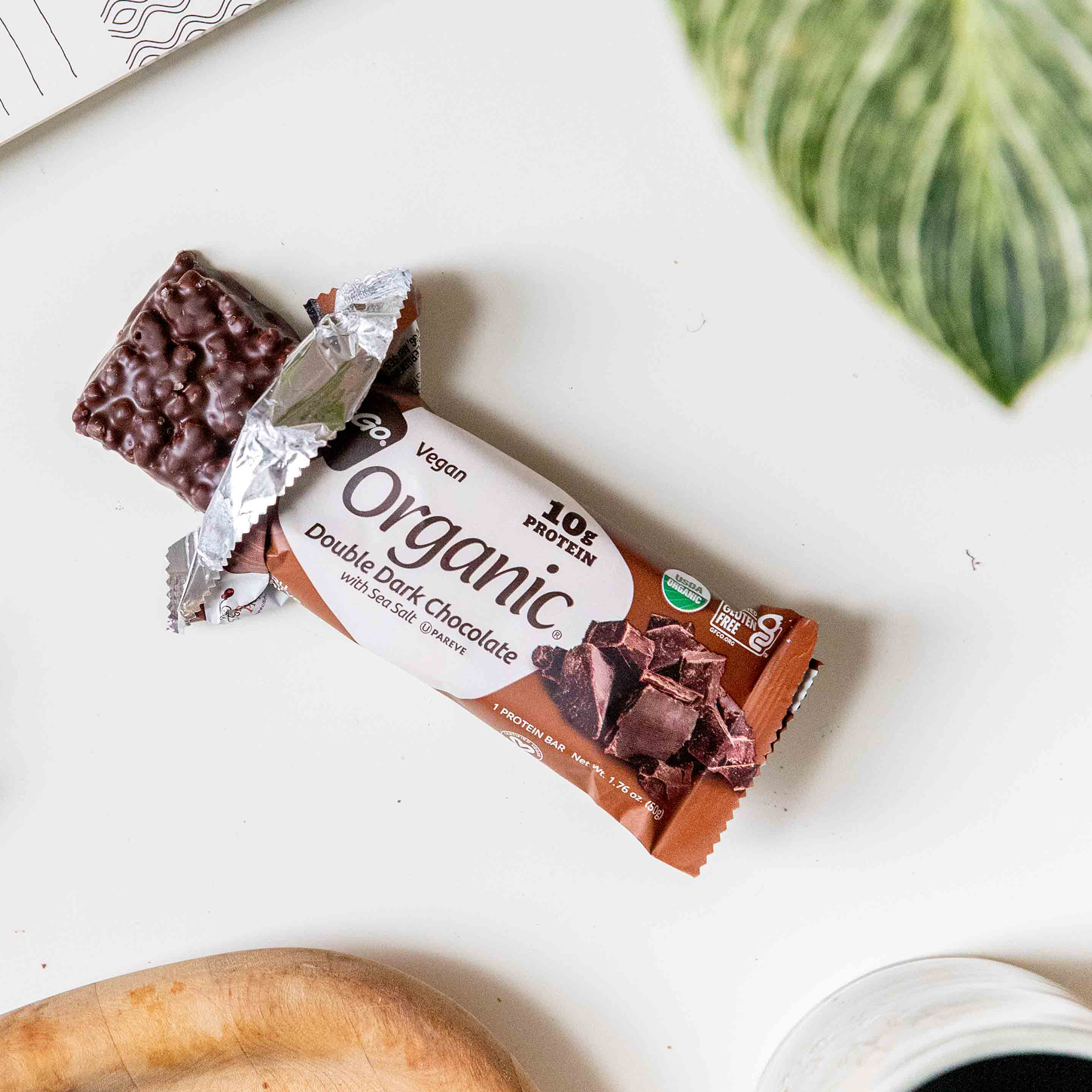 NuGo Organic Double Dark Chocolate Protein Bar 50g, Vegan, Gluten Free, 10g Protein, Pack of 12 pcs