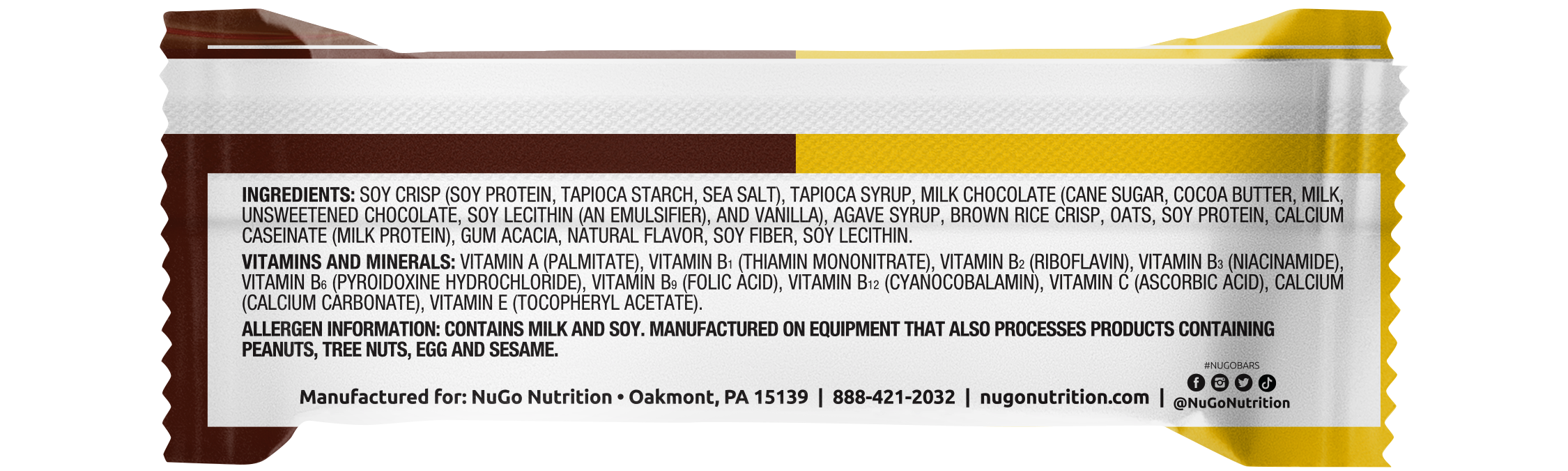 NuGo Original Banana Chocolate Protein Bar 50g, 13g Protein, Gluten Free, Real Milk Chocolate Snack, Pack of 15 pcs