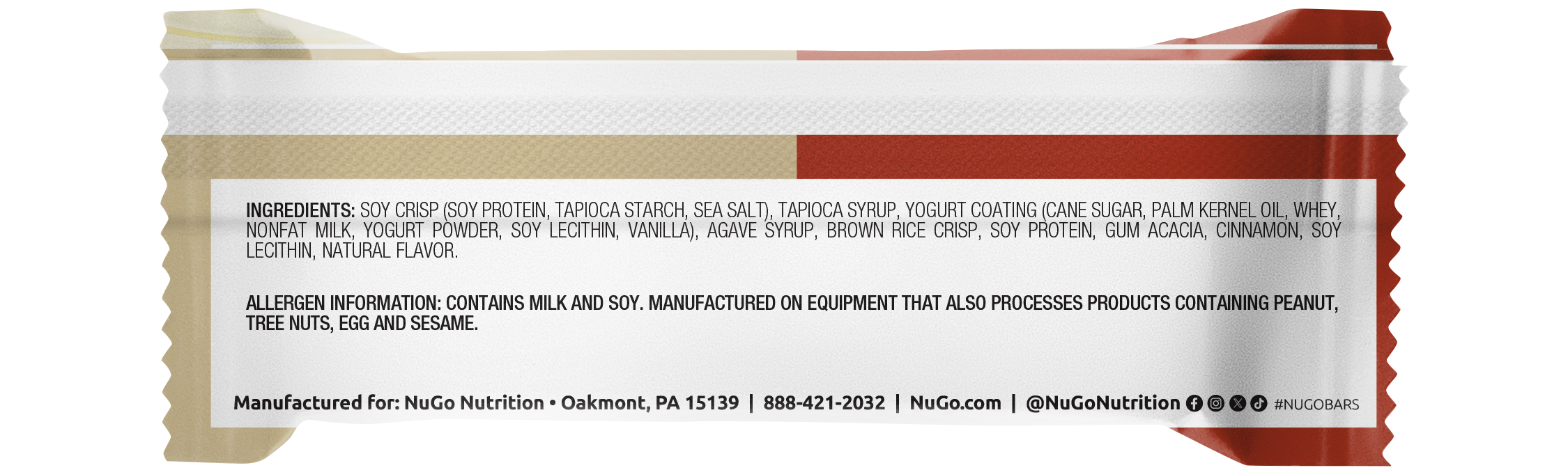 NuGo Original Churro Protein Bar 50g, 15g Protein, Gluten Free, Cinnamon Crunch Yogurt, Pack of 15 pcs