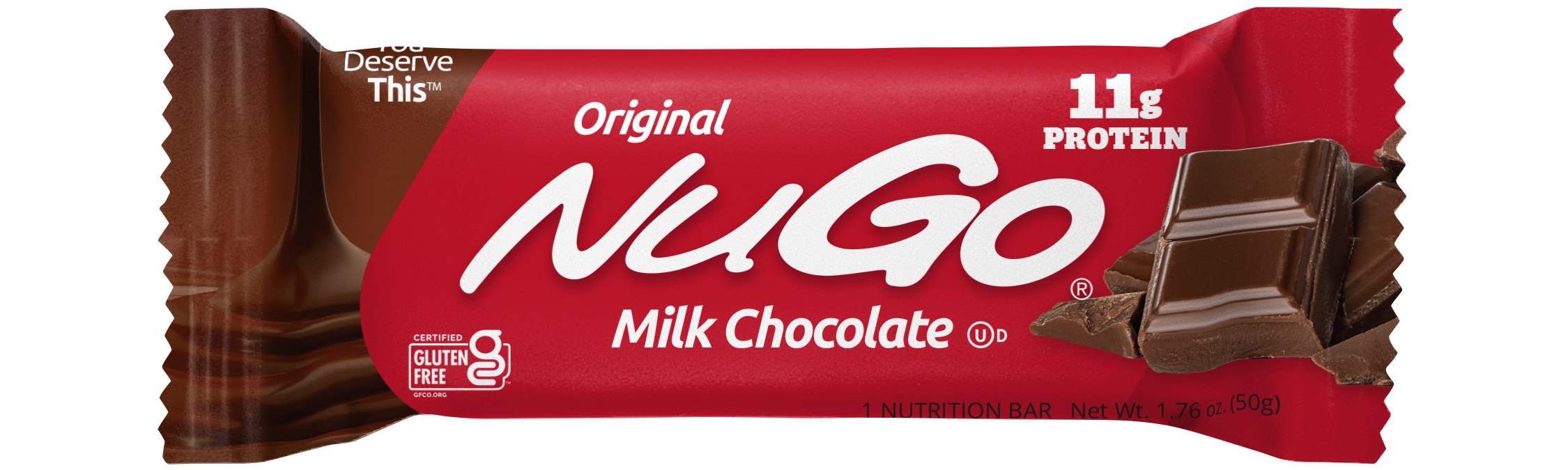 NuGo Original Milk Chocolate Protein Bar 50g, 11g Protein, Gluten Free Snack with Added Vitamins, Pack of 15 pcs