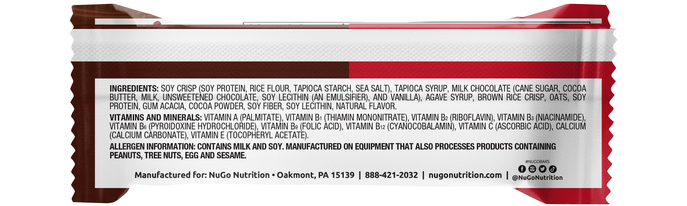 NuGo Original Milk Chocolate Protein Bar 50g, 11g Protein, Gluten Free Snack with Added Vitamins, Pack of 15 pcs