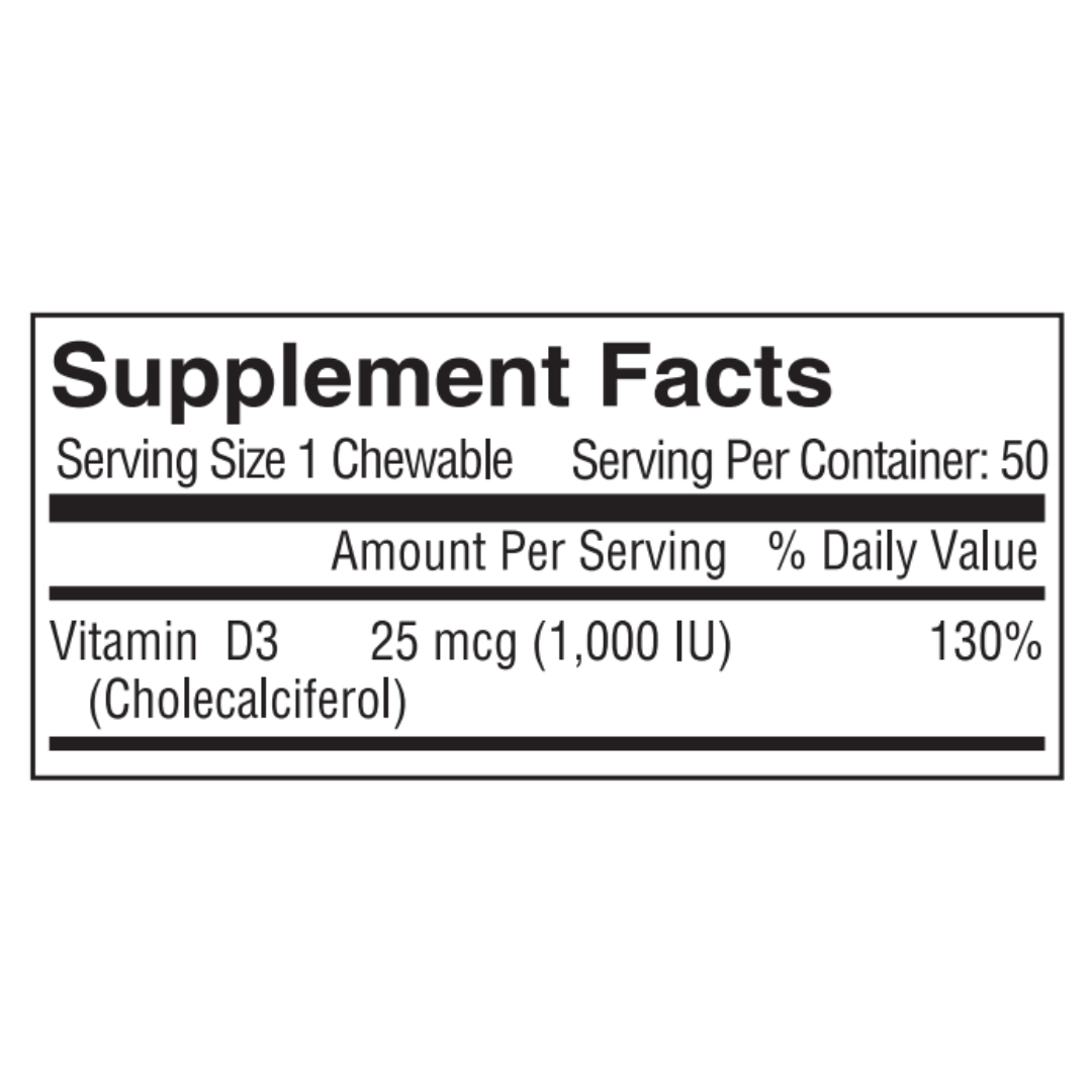 Nutritionl Chewable Vitamin D3  50 Chews