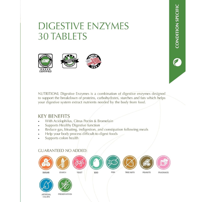 Nutritionl Digestive Enzymes Tabs 30's