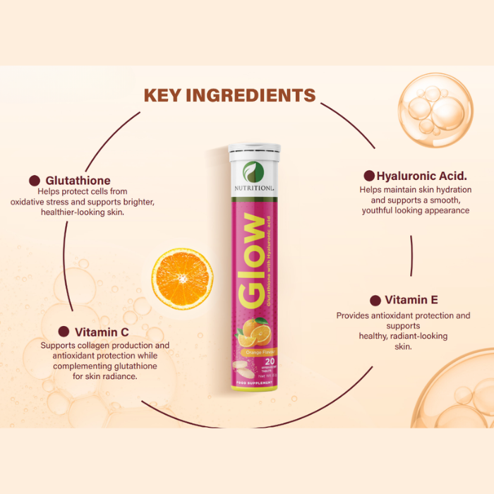 NutritionL Glow With Glutathione Effervescent Tablet Orange Flavor 20's