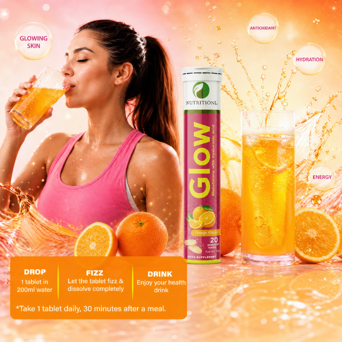 NutritionL Glow With Glutathione Effervescent Tablet Orange Flavor 20's