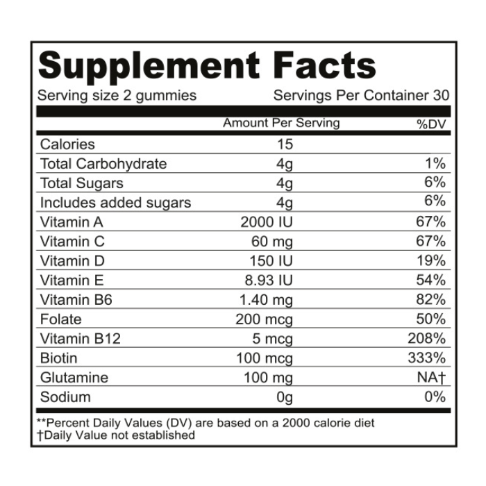Nutritional Adult Multivitamin Gummies, Immune Support, Energy, Skin & Gut Health, Eye Wellness - 60's