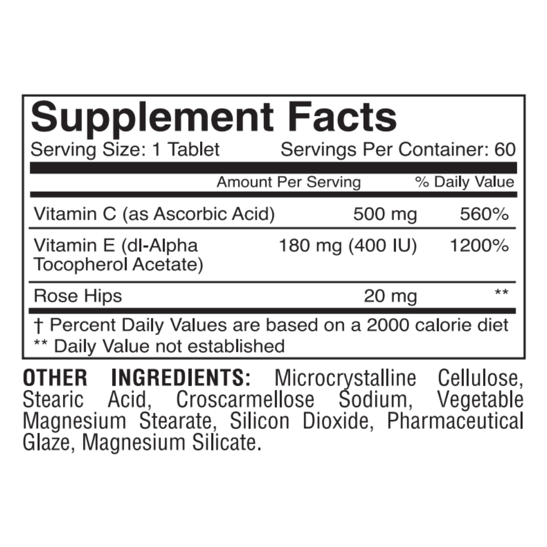 Nutritional Vit C & E With Rose Hips 60 Tablets