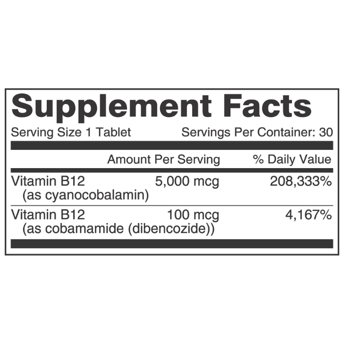 Nutritionl Vitamin B12 5000mcg 30 Tabs