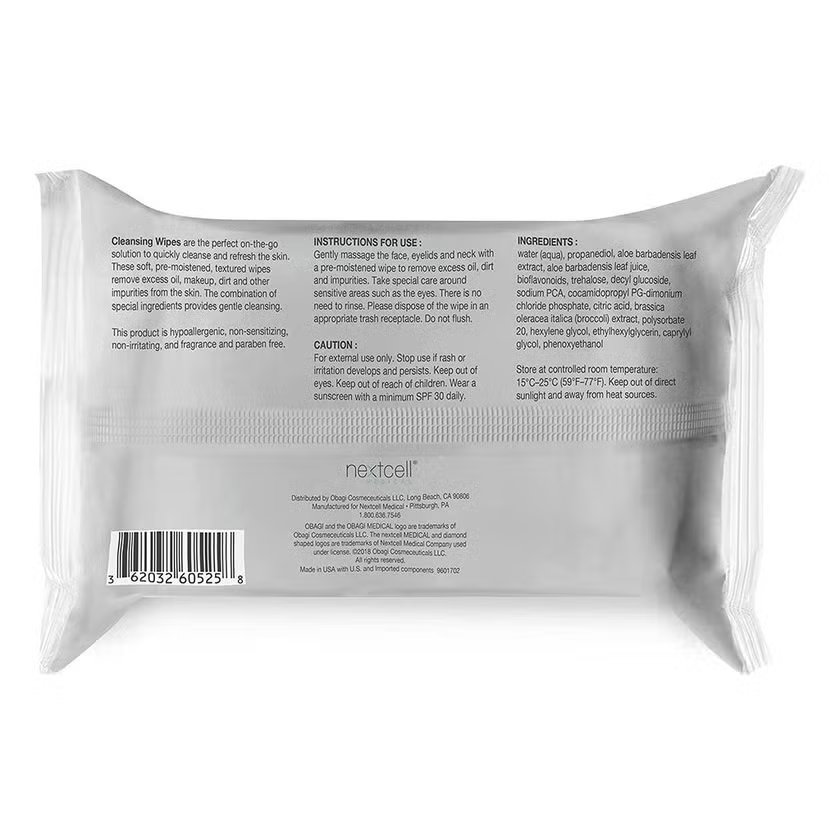Obagi On The Go Cleansing And Makeup Removing Wipes 25s