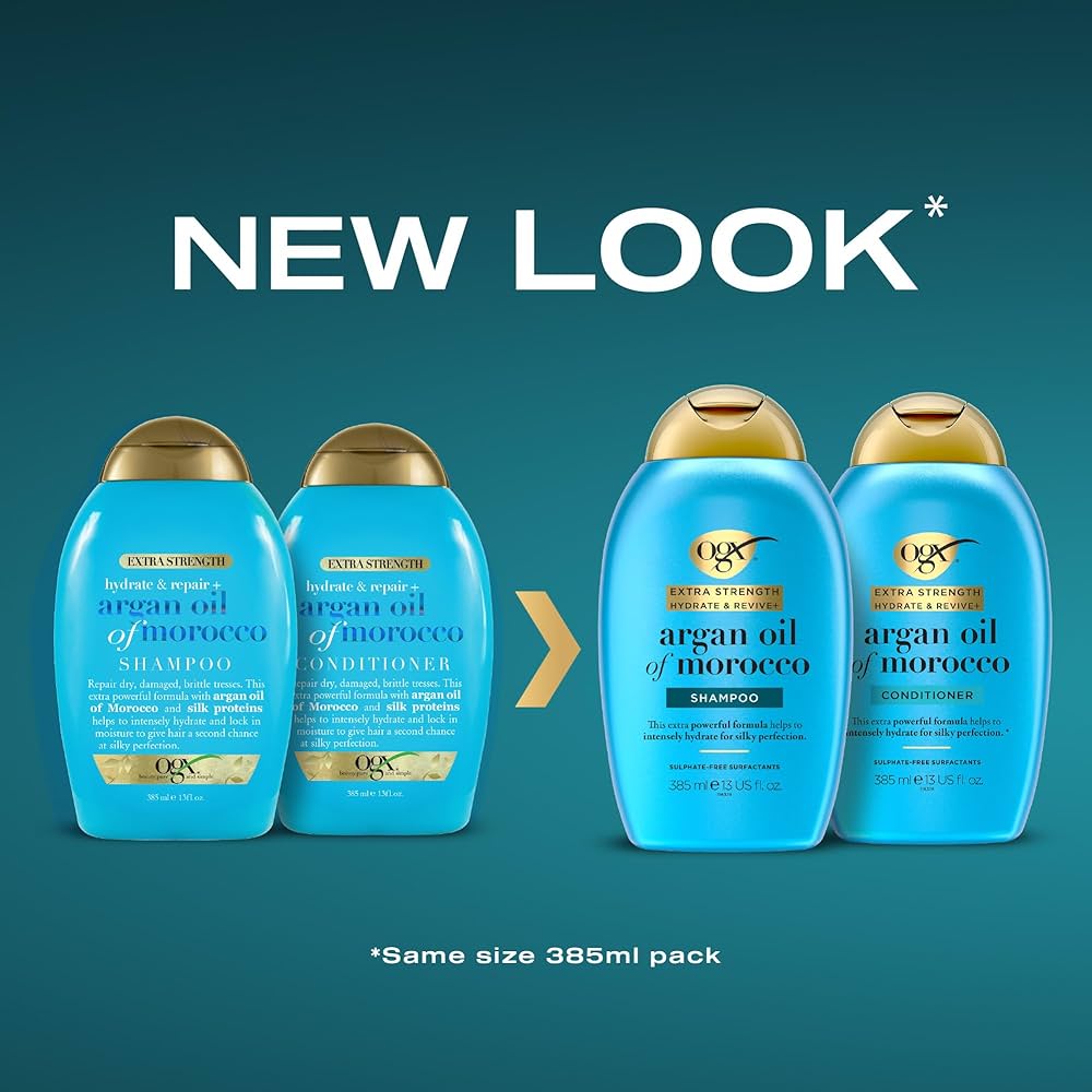 OGX Hydrate & Revive Argan Oil of Morocco Extra Strength Shampoo & Conditioner Combo – 385ml Each