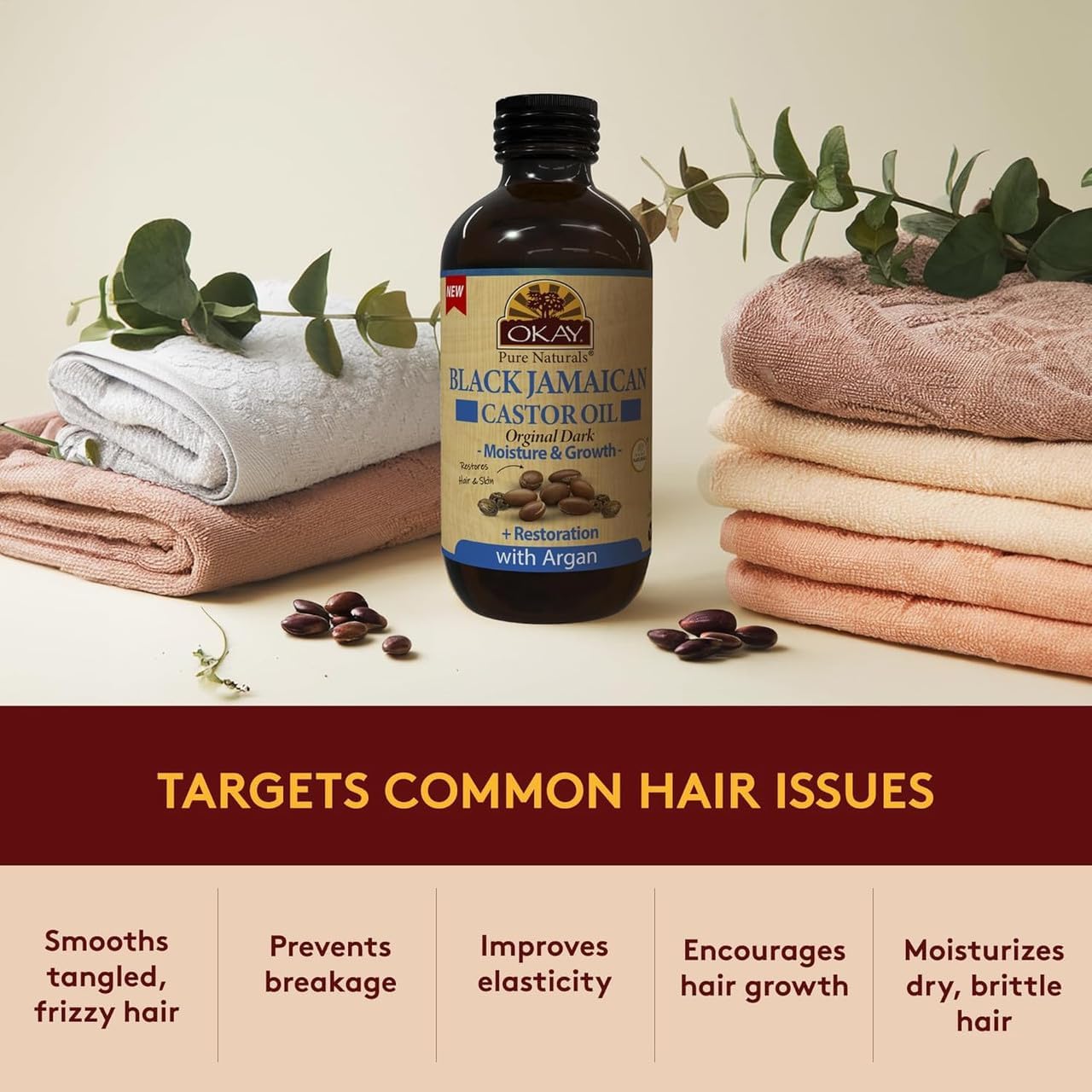 Okay Pure Naturals Black Jamaican Castor Oil with Argan 4oz