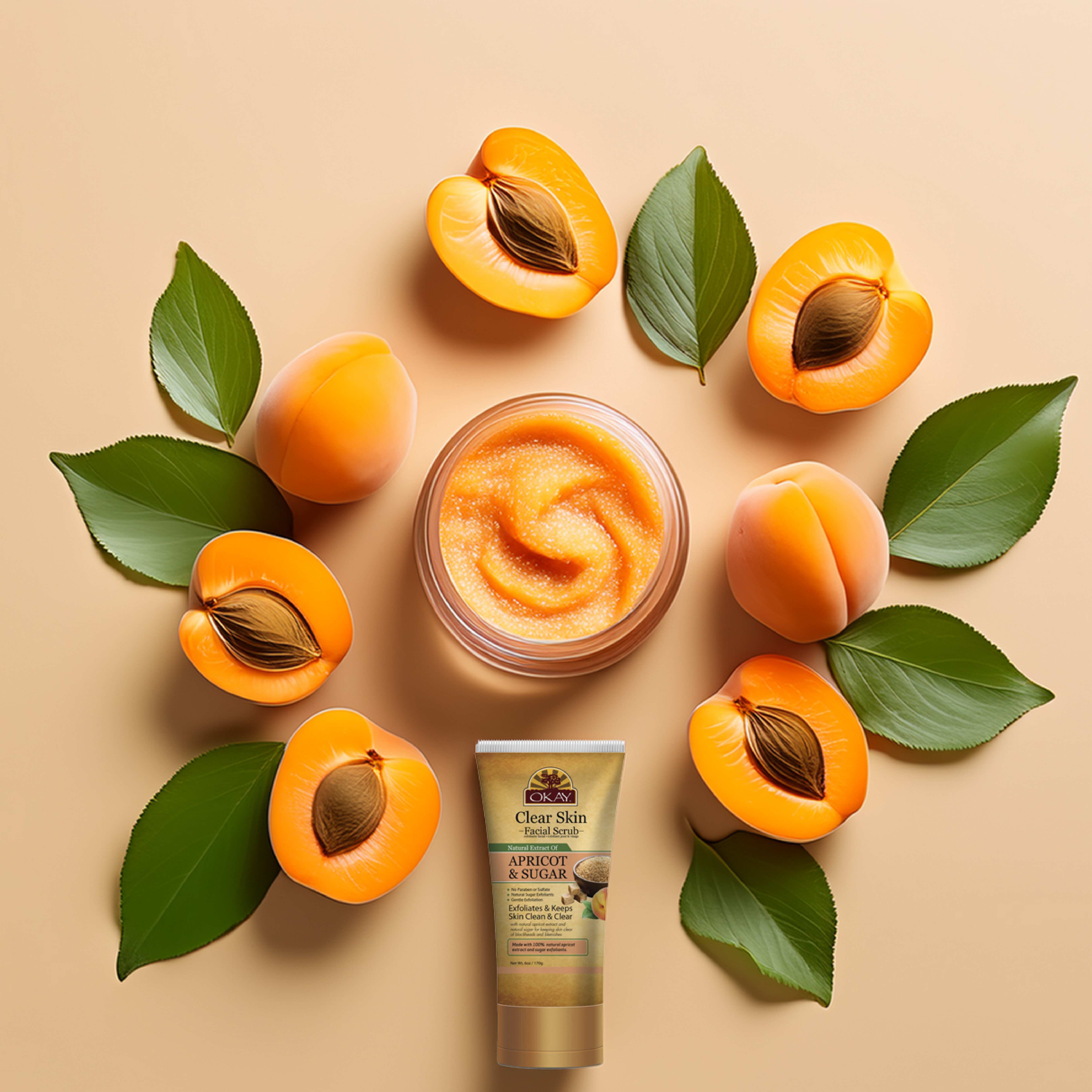Okay Pure Cleaning Facial Scrub Apricot & Sugar 170g