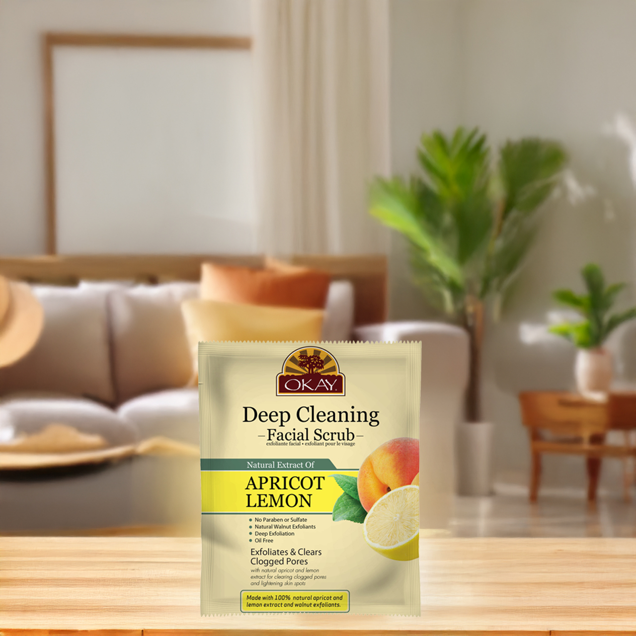 Okay Pure Deep Cleaning Facial Scrub Apricot Lemon 170g
