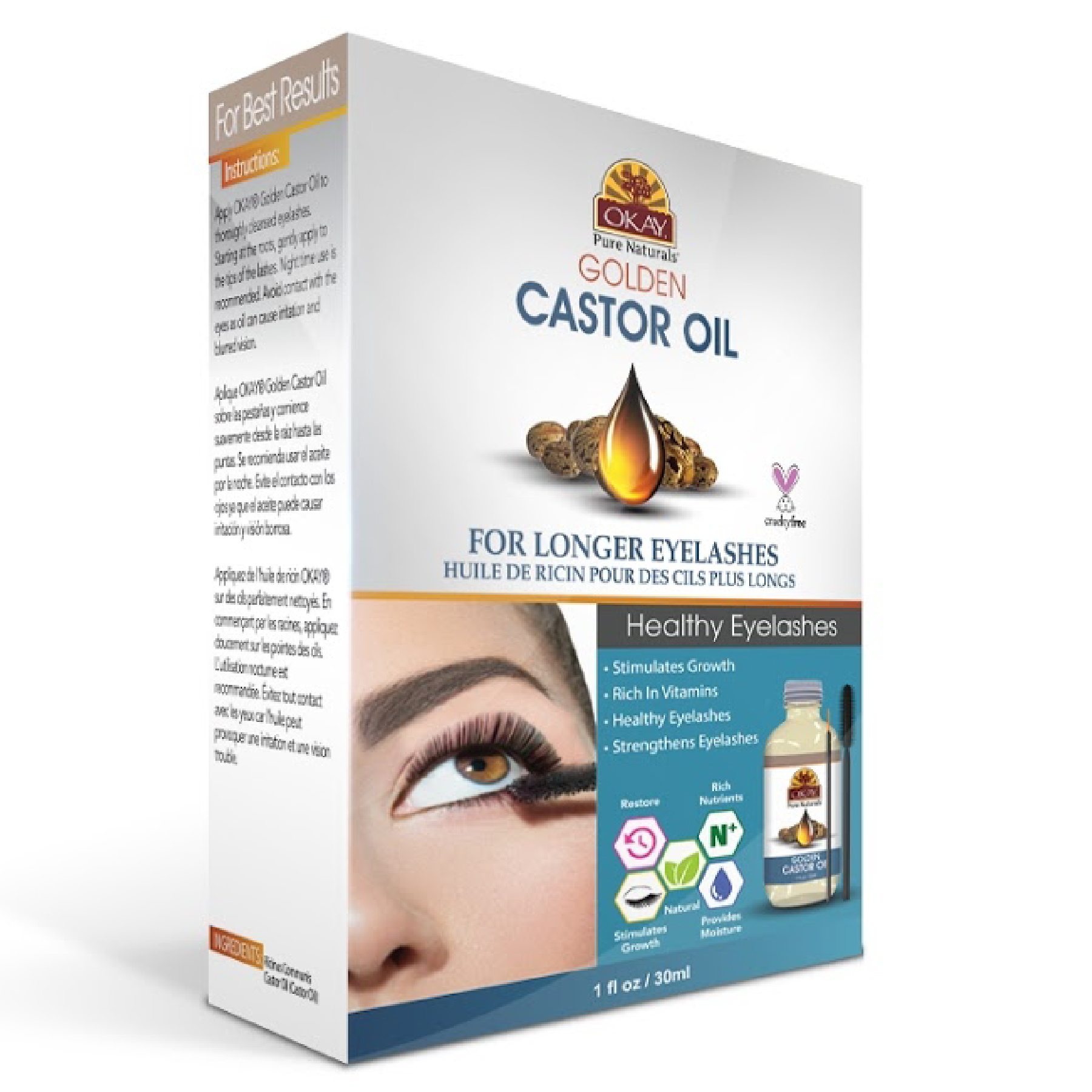 Okay Pure Golden Castor Oil For Longer Eyelashes 30ml