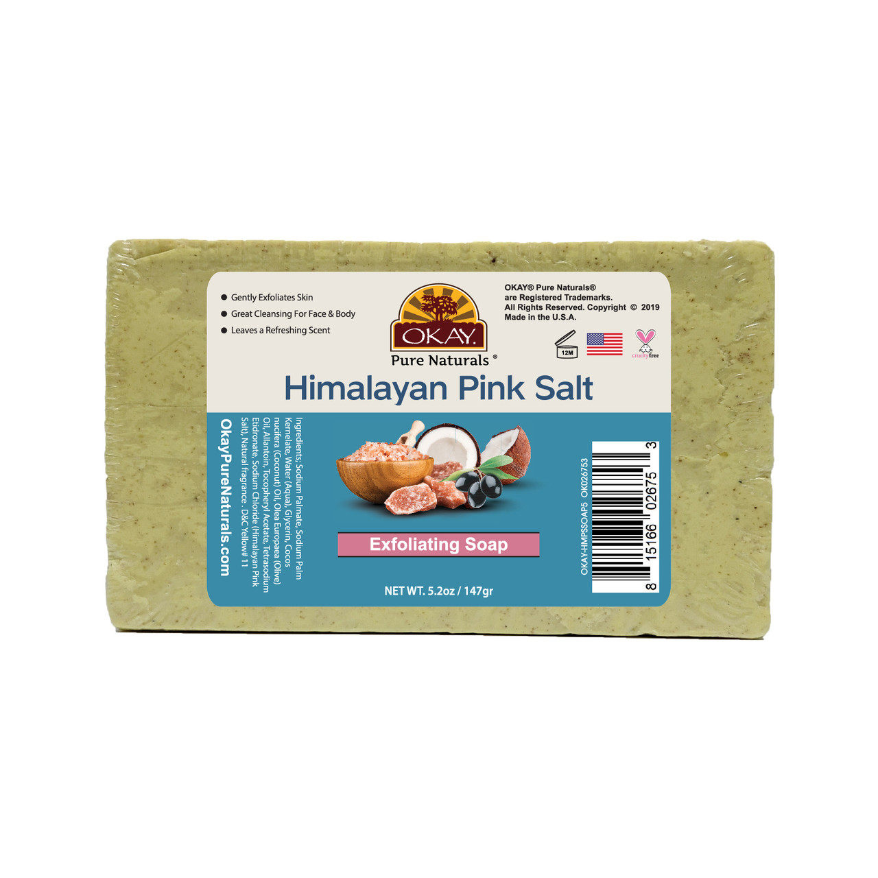 Okay Pure Himalayan Pink Salt Exfoliating Soap 147g