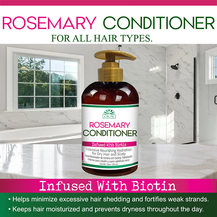 Okay Pure Rosemary with Biotin Conditioner, Hydrating, Strengthening and Growth-Boosting Hair Care, 354ml