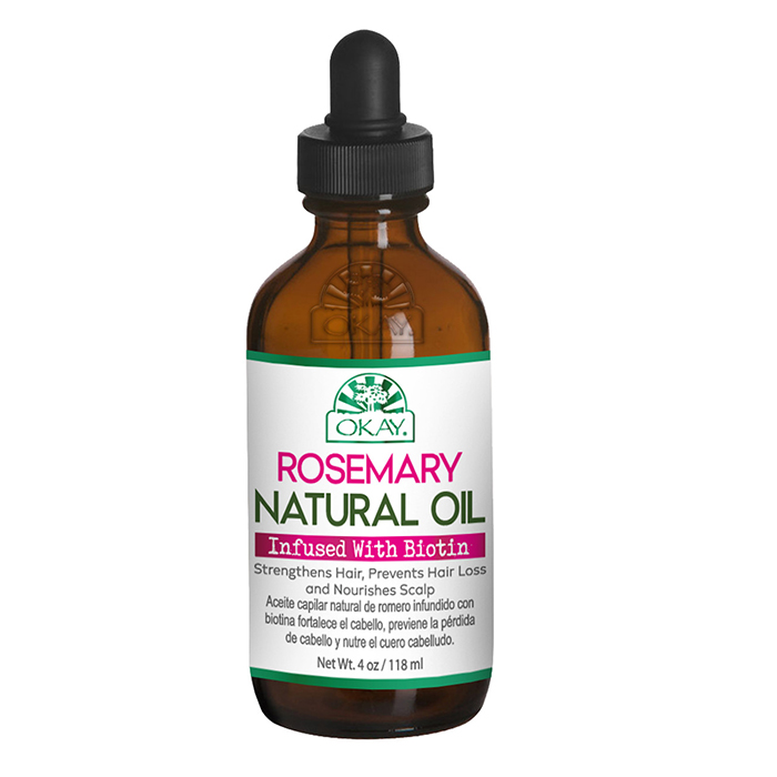Okay Pure Rosemary with Biotin Natural Oil, Strengthening, Anti-Hair Loss and Scalp-Nourishing Formula, 118ml
