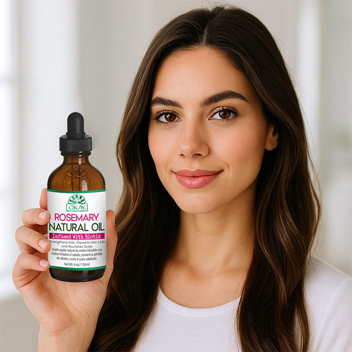 Okay Pure Rosemary with Biotin Natural Oil, Strengthening, Anti-Hair Loss and Scalp-Nourishing Formula, 118ml