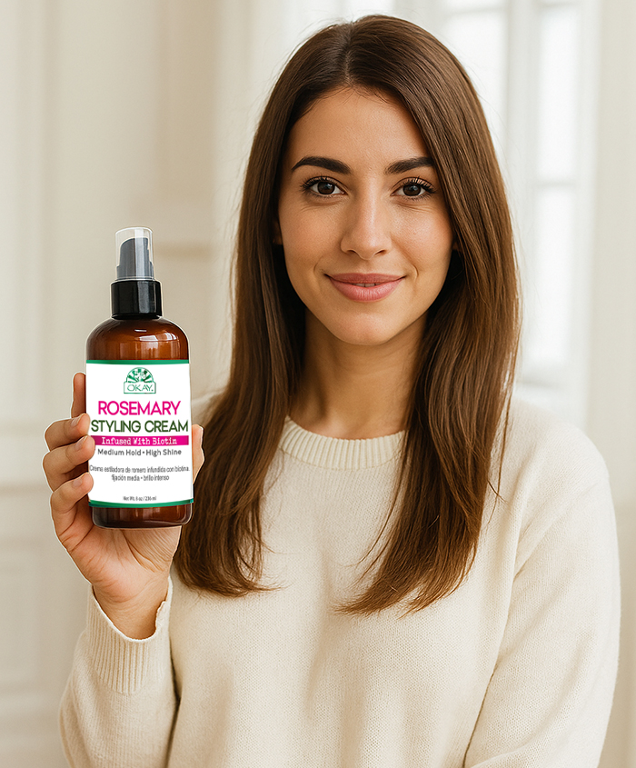 Okay Pure Rosemary with Biotin Styling Cream, Flexible Hold, Shine Boost and Hair Strengthening 236ml