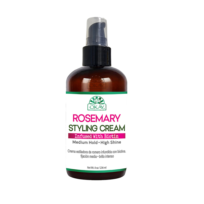 Okay Pure Rosemary with Biotin Styling Cream, Flexible Hold, Shine Boost and Hair Strengthening 236ml
