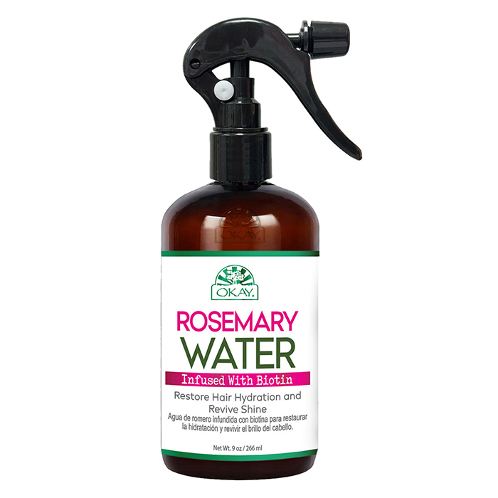 Okay Pure Rosemary with Biotin Water, Hydrating Hair Mist for Shine, Strength and Scalp Refresh, 236ml