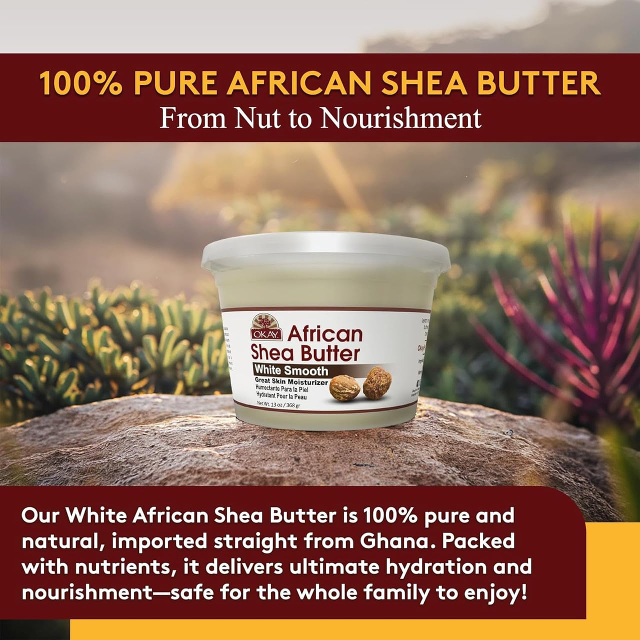 Okay Pure Naturals African Shea Butter Skin & Hair - White 13oz