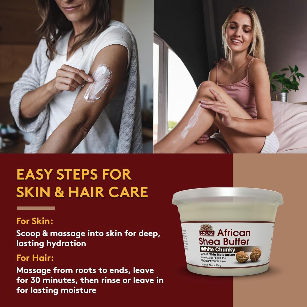 Okay Pure Naturals African Shea Butter Skin & Hair - White 13oz