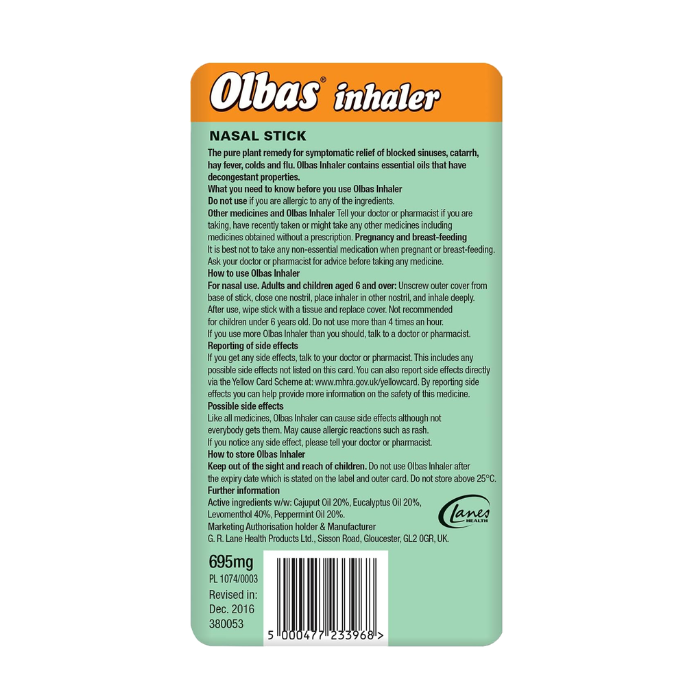 Olbas Inhaler Nasal Stick 695 mg