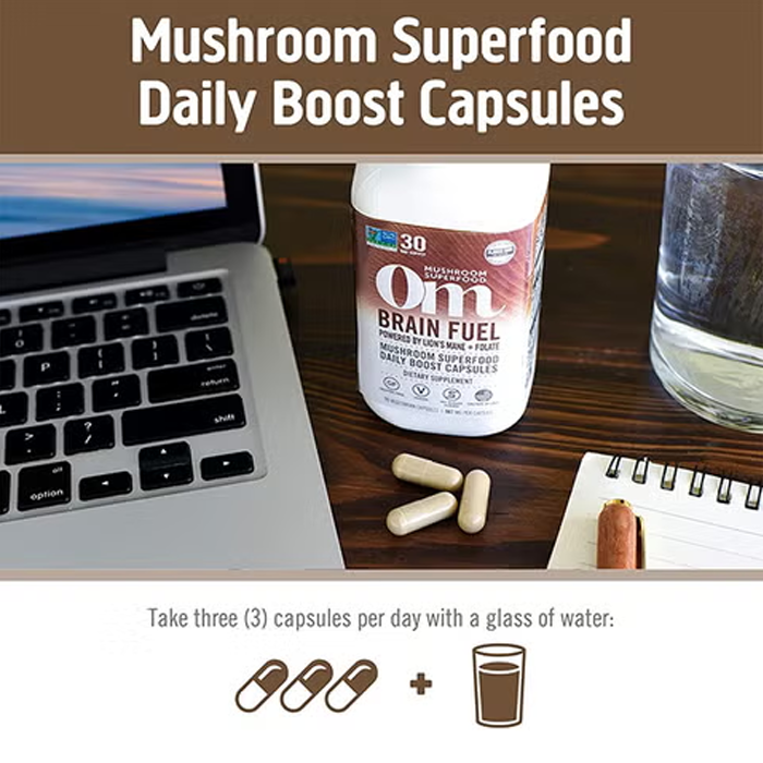 فطر سوبر فود من Om Brain Fuel - عدد 90 كبسولة نباتية