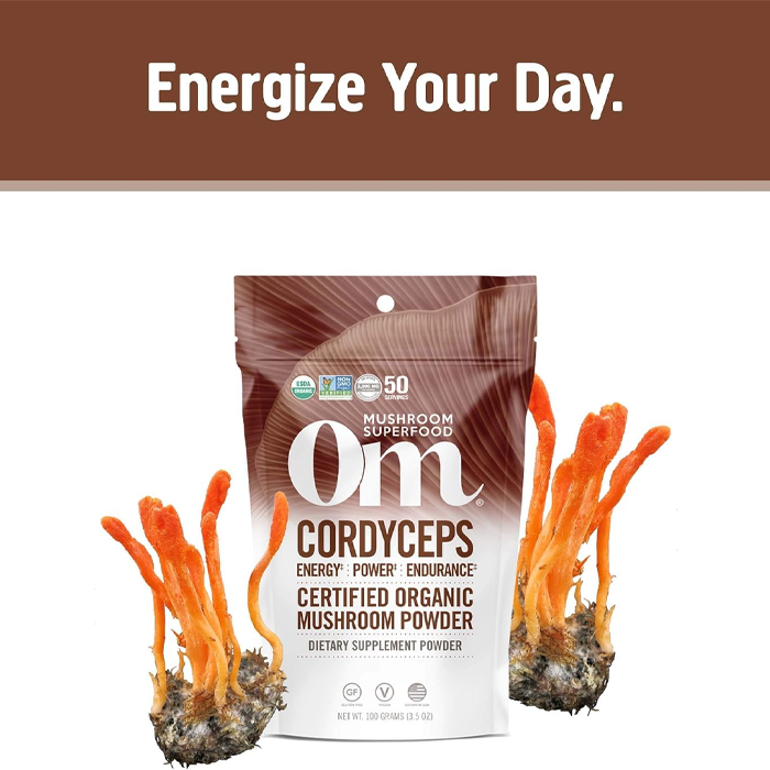 مسحوق فطر عضوي من Om Cordyceps- وزن 100 جم