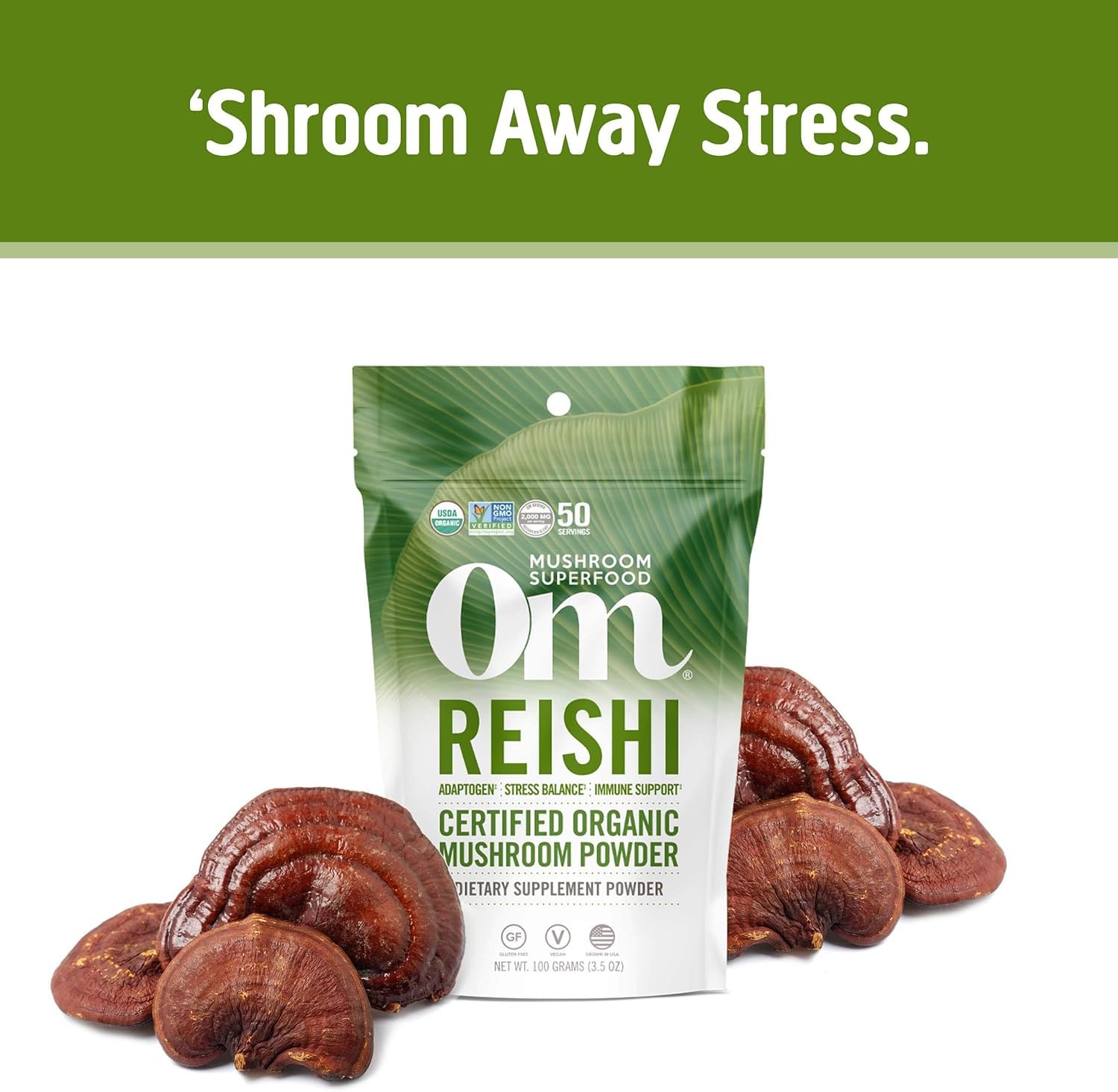 مسحوق فطر عضوي من Om Reishi- وزن 100 جم