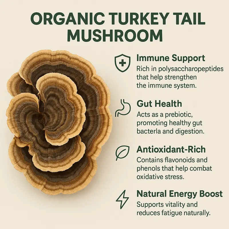 مسحوق فطر عضوي من Om Turkey Tail- وزن 100 جم