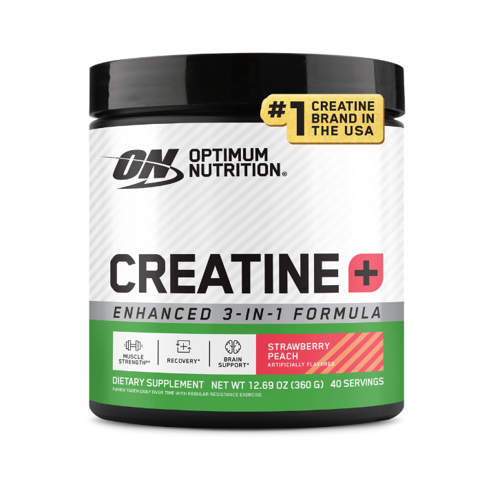Optimum Nutrition Creatine+ Powder, Strawberry Peach, 360 g, 40 Servings