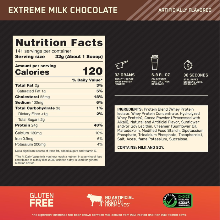 Optimum Nutrition Gold Standard 100% Whey Extreme Milk Chocolate 10lb