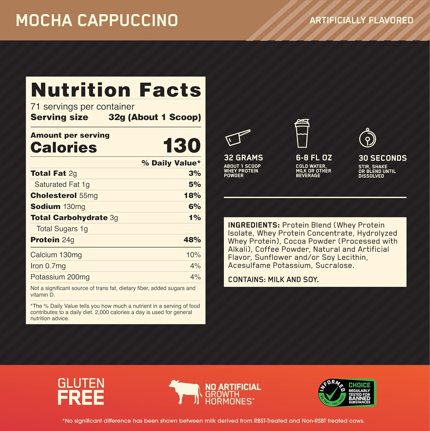 Optimum Nutrition Gold Standard 100% Whey Mocha Cappuccino 5lb
