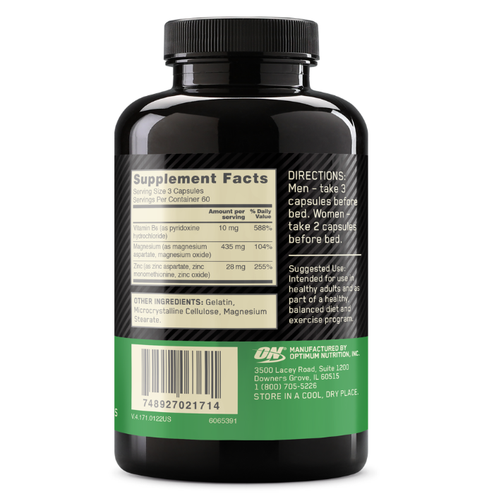 Optimum Nutrition Zinc Magnesium Aspartate Capsules, 180 Count