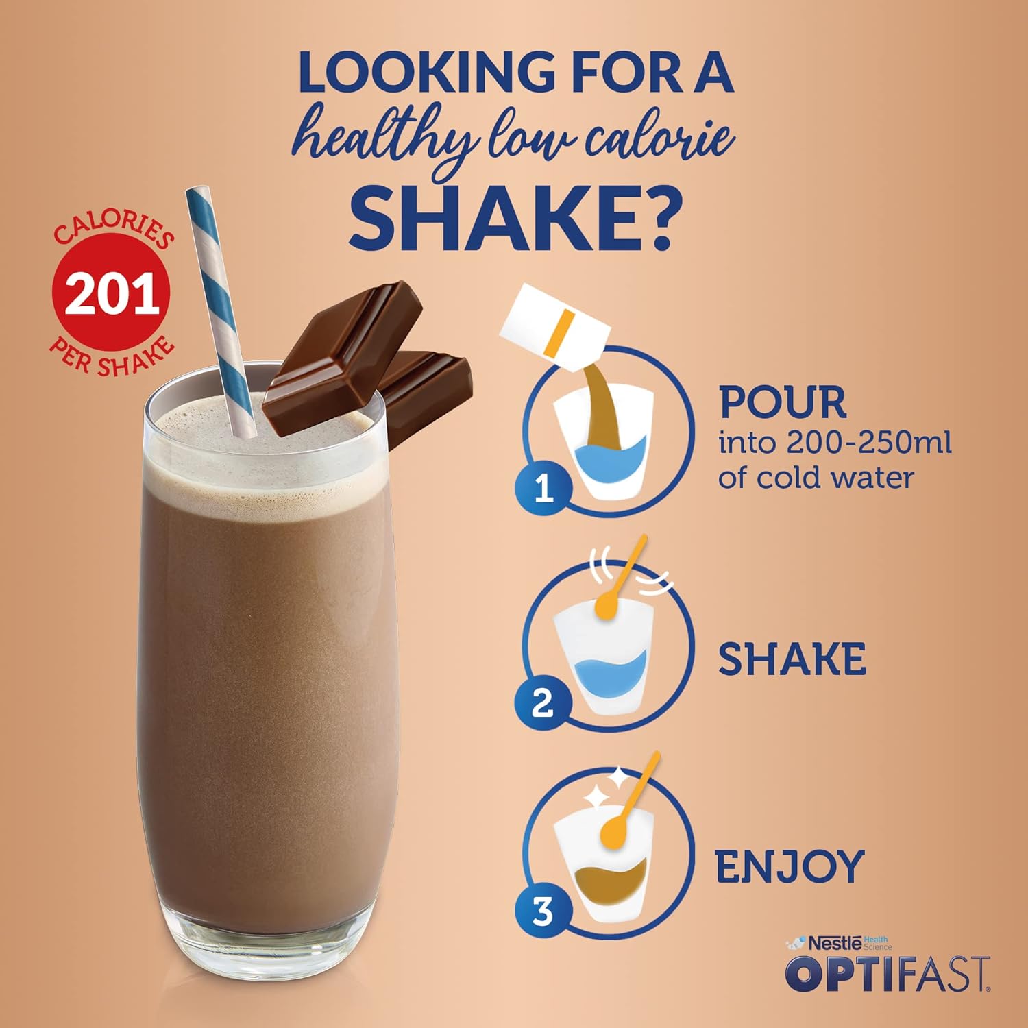 Optifast Milk Shake Choco 53g Sachet 12's (1's X 12)