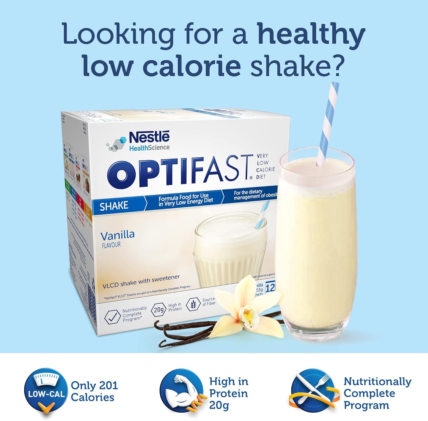 Optifast Milk Shake Vanilla 53g Sachet 12's (1's X 12)