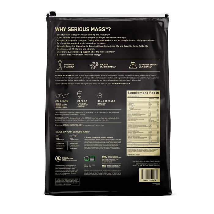 Optimum Nutrition Serious Mass Chocolate 12 Lb