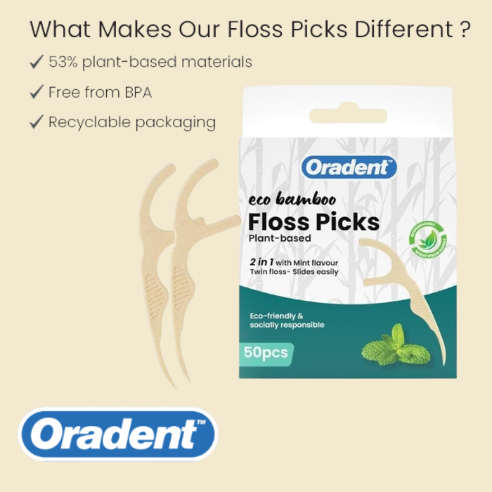 Oradent Eco Bamboo Floss Picks 50s