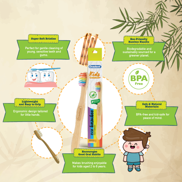 Oradent Eco Kids Toothbrush Super Soft White 1s