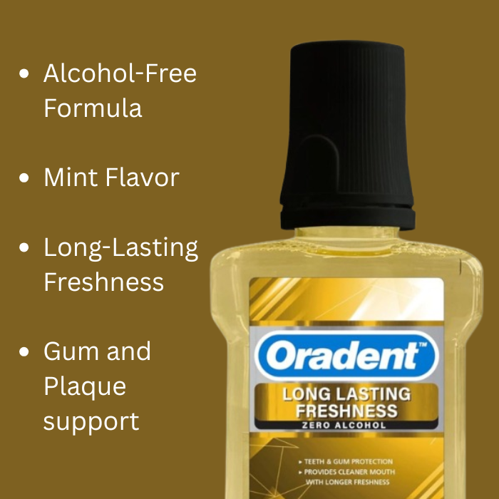 Oradent Long Lasting Freshness Mouthwash – Alcohol-Free Mint, Fresh Breath, Gum Care & Oral Health Support – 500ml